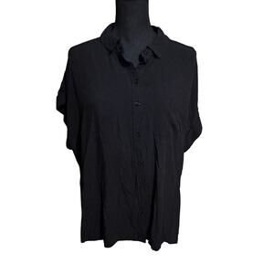 Velvet Heart Black Short Sleeve Button Up Shirt Blouse Women's Plus 1X